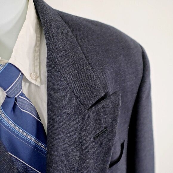 Austin Reed Flannel Wool Gray Peak‎ Lapel Double Breasted Blazer 42R Dillard's - Picture 2 of 15